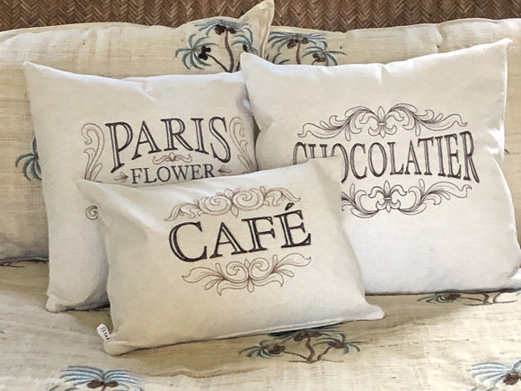 Add to your home a touch of your own personality with a pillow personally handmade and embroidered.  Many colors and sizes to choose from. Make it your own!