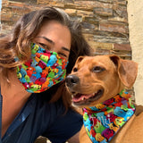 Matching Face Masks and Dog Bandanas Walk your dog in safety and style! 4 fabric designs  Can be Personalized