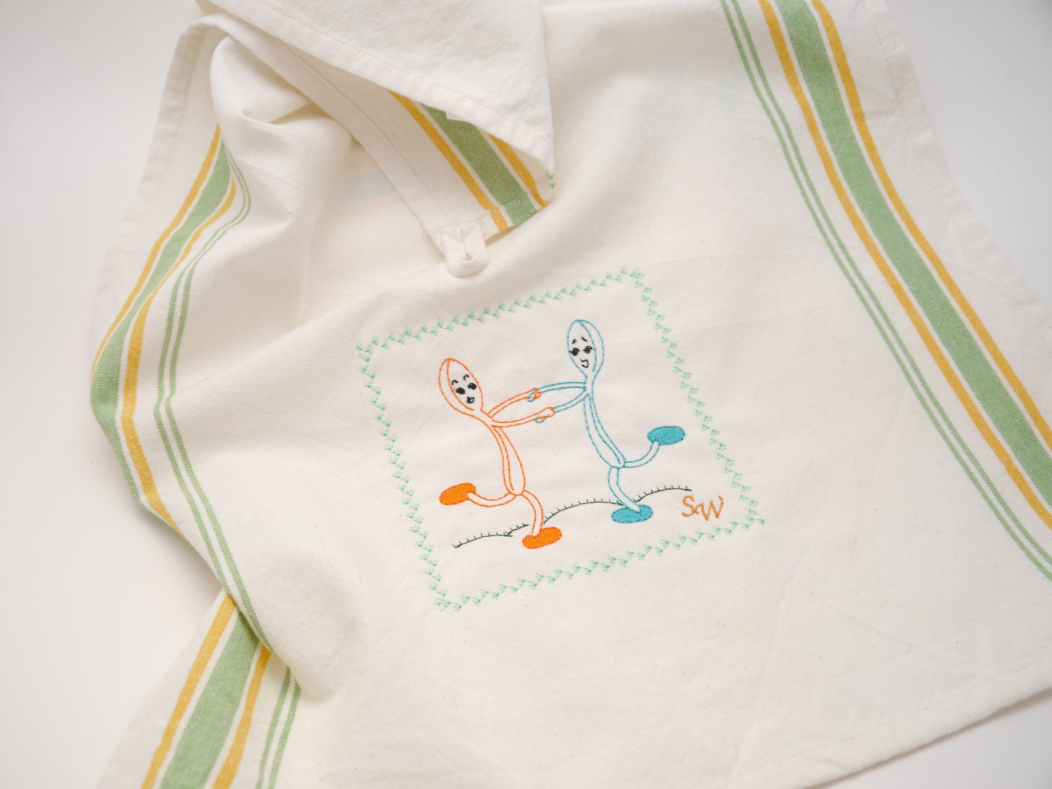 2 Muslin Embroidery Kitchen Dish Towel 1930s 1950s - The Gatherings Antique  Vintage