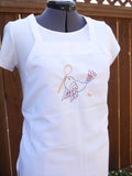 Embroidered Kitchen Apron. Little Bird with Spoon. Gift for Cooks, Bakers