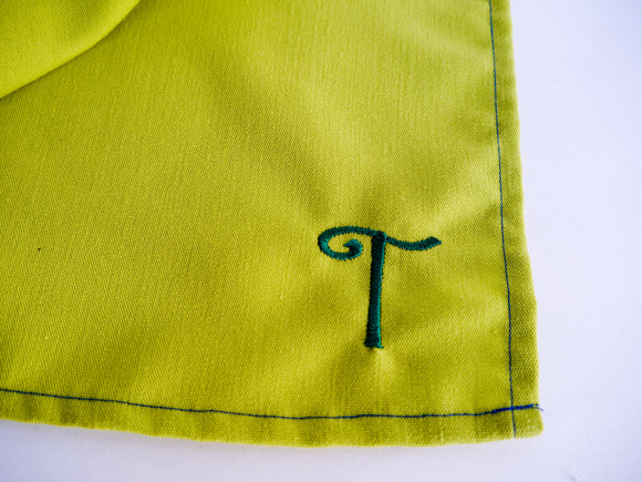 Eco Friendly Monogram Cloth Napkin. Personalized Embroidered Initial