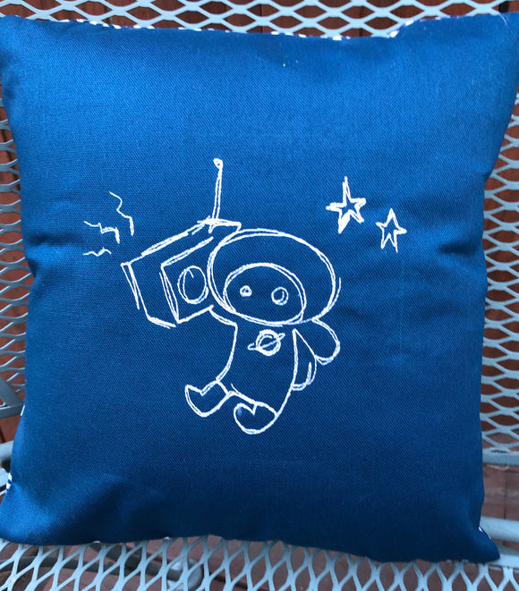 Pillow Cover - Cartoon Boombox Spaceman  | stitchywoman.net