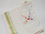 1930's Embroidered Kitchen Towel with Dancing Pots | stitchywoman.net