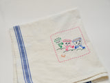 Vintage Style Kitchen Towel Embroidered Dancing Cups | stitchywoman.net