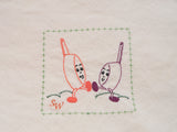 1930's Embroidered Kitchen Towel with Dancing Pots | stitchywoman.net