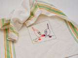 1930's Embroidered Kitchen Towel with Dancing Pots | stitchywoman.net