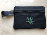 Marijuana Single Leaf Small Embroidered Pouch | stitchywoman.net