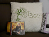 Pillow Cover Embroidered Tree with Blowing Leaves | stitchywoman.net