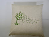 Pillow Cover Embroidered Tree with Blowing Leaves | stitchywoman.net