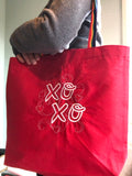 Kisses XO Embroidered Tote Bag | stitchywoman.net