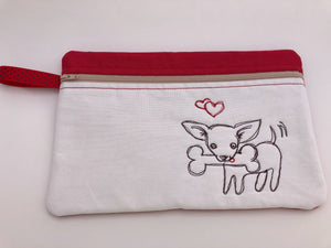 iPad Bag -  Embroidered Tail Wagging Dog | stitchywoman.net