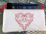 iPad or Tablet Bag Embroidered Heart 2 | stitchywoman.net