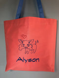 Puppy and Heart Embroidered "Alyson" Tote Bag | stitchywoman.net