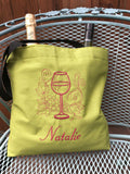 Wine Glass Embroidered "Natalie"  Tote Bag   | stitchywoman.net