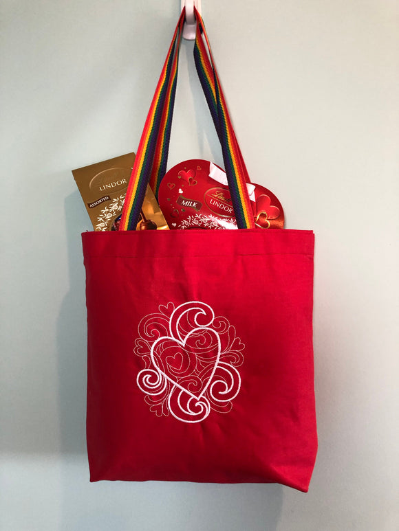 Heart Embroidered Tote Bag | stitchywoman.net