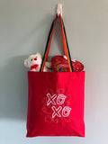 Kisses XO Embroidered Tote Bag | stitchywoman.net