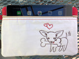 iPad Bag -  Embroidered Tail Wagging Dog | stitchywoman.net