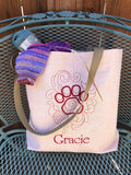 Cat Paw Embroidered "Gracie" Tote Bag | stitchywoman.net