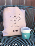 Caffeine Lovers Embroidered Tote Bag | stitchywoman.net