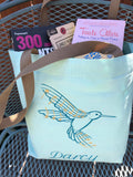 Hummingbird and Music Embroidered Tote Bag | stitchywoman.net