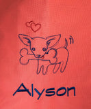 Puppy and Heart Embroidered "Alyson" Tote Bag | stitchywoman.net