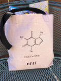 Caffeine Lovers Embroidered Tote Bag | stitchywoman.net