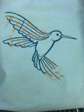 Hummingbird and Music Embroidered Tote Bag | stitchywoman.net