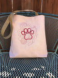 Cat Paw Embroidered "Gracie" Tote Bag | stitchywoman.net