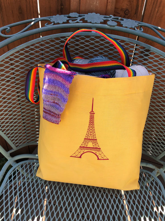 Eiffel Tower Embroidered Tote Bag | stitchywoman.net