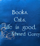 Cat Quote Edward Gorey Embroidered Pillow Cover | stitchywoman.net