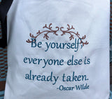 Oscar Wilde Quote Embroidered Tote Bag | stitchywoman.net